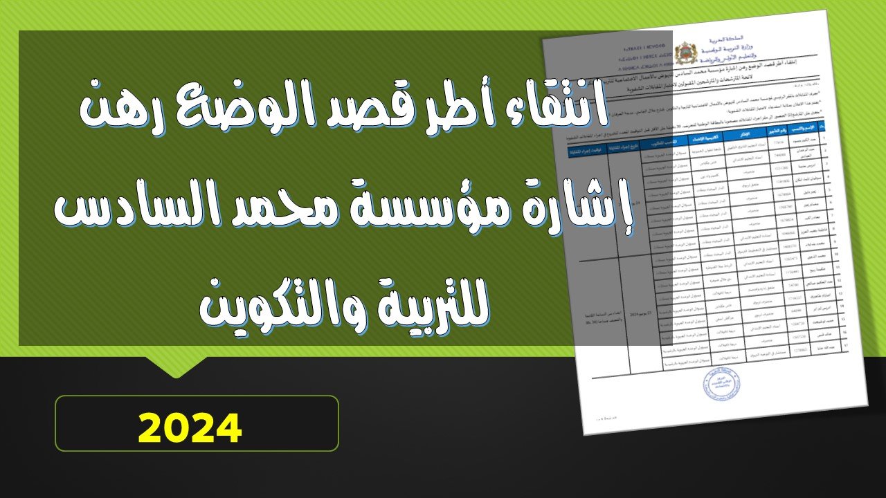 انتقاء أطر قصد الوضع رهن إشارة مؤسسة محمد السادس