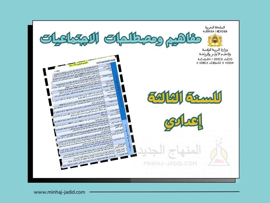 مصطلحات ومفاهيم اجتماعيات للسنة الثالثة إعدادي